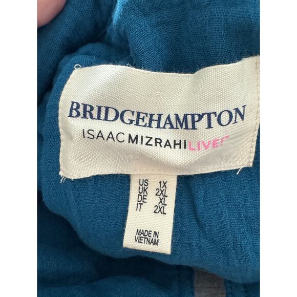 Isaac Mizrahi Live Bridgehampton Cotton Gauze Jacket Deep Sea 1X NWOT - Picture 12 of 13